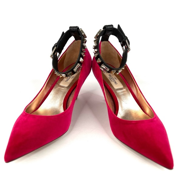 VALENTINO GARAVANI Studded Velvet Crystal Embellished Ankle Strap Pumps EU 35 - Picture 13 of 15